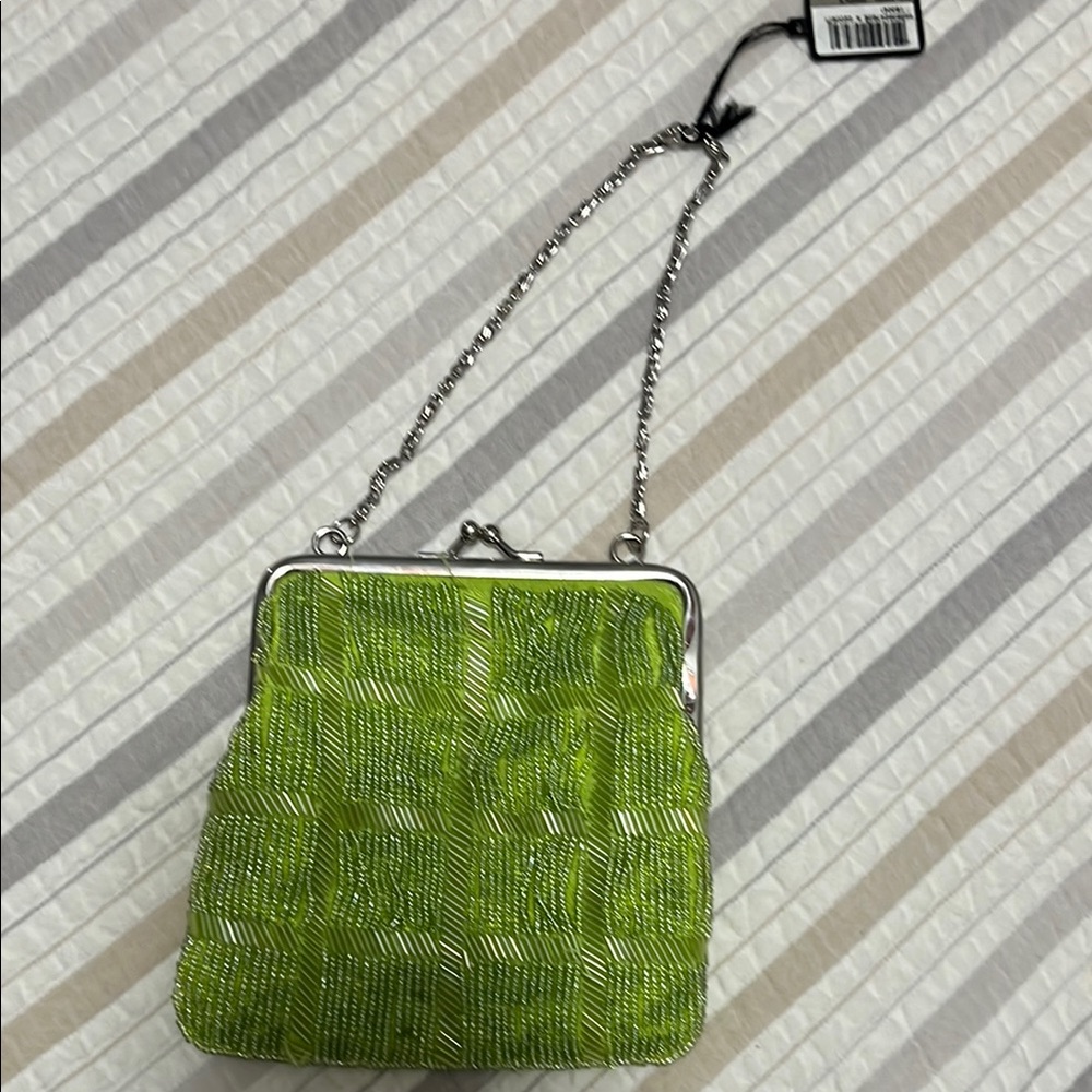 Bijoux Terner Green Clutch with Silver Hardware